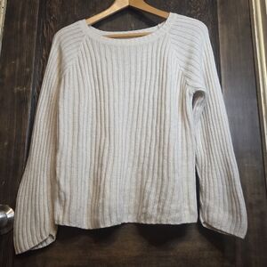 SHEIN Raglan Baggy Ribbed Knit Cream Sweater Sz L